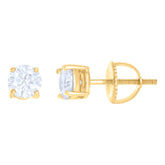10 kt Gold Earrings 5 mm With Moissanite Ctw 1.00